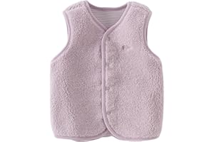 DAVE&BELLA Toddler Vest for Girls Boy, Sleeveless Reversible Sherpa Fleece Vest Fall Winter Button Down Waistcoat Outerwear