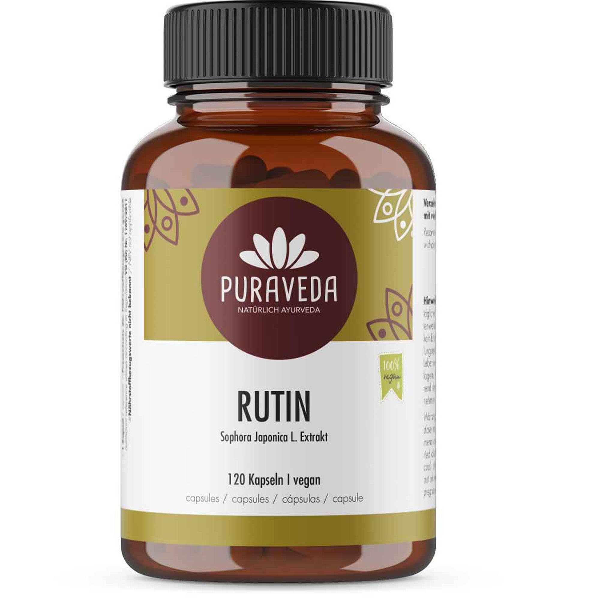 Rutin High Dosage - 120 Capsules - 95% Rutin - 550mg Sophora Japonica L. - Pagoda Tree - Top dose - Vegan - Manufactured and Controlled in Germany