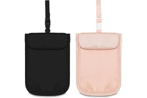 Xuniea 2 Pieces Travel Bra Wallet for Women Hidden Undercover Travel Bra Pouch Washable Bra Wallet with Adjustable Strap for Women(Pink, Black)