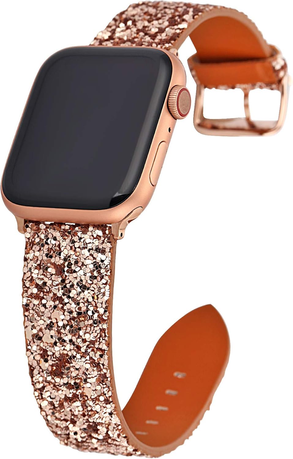 Gsmartive Glitter band Compatible with Apple Watch band 38mm 40mm 42mm 44mm,Bling Sparkle Dressy Replacement Strap compatible for iWatch Series 5,4,3,2,1 Sports & Edition Women (NRose Gold, 38mm/40mm)