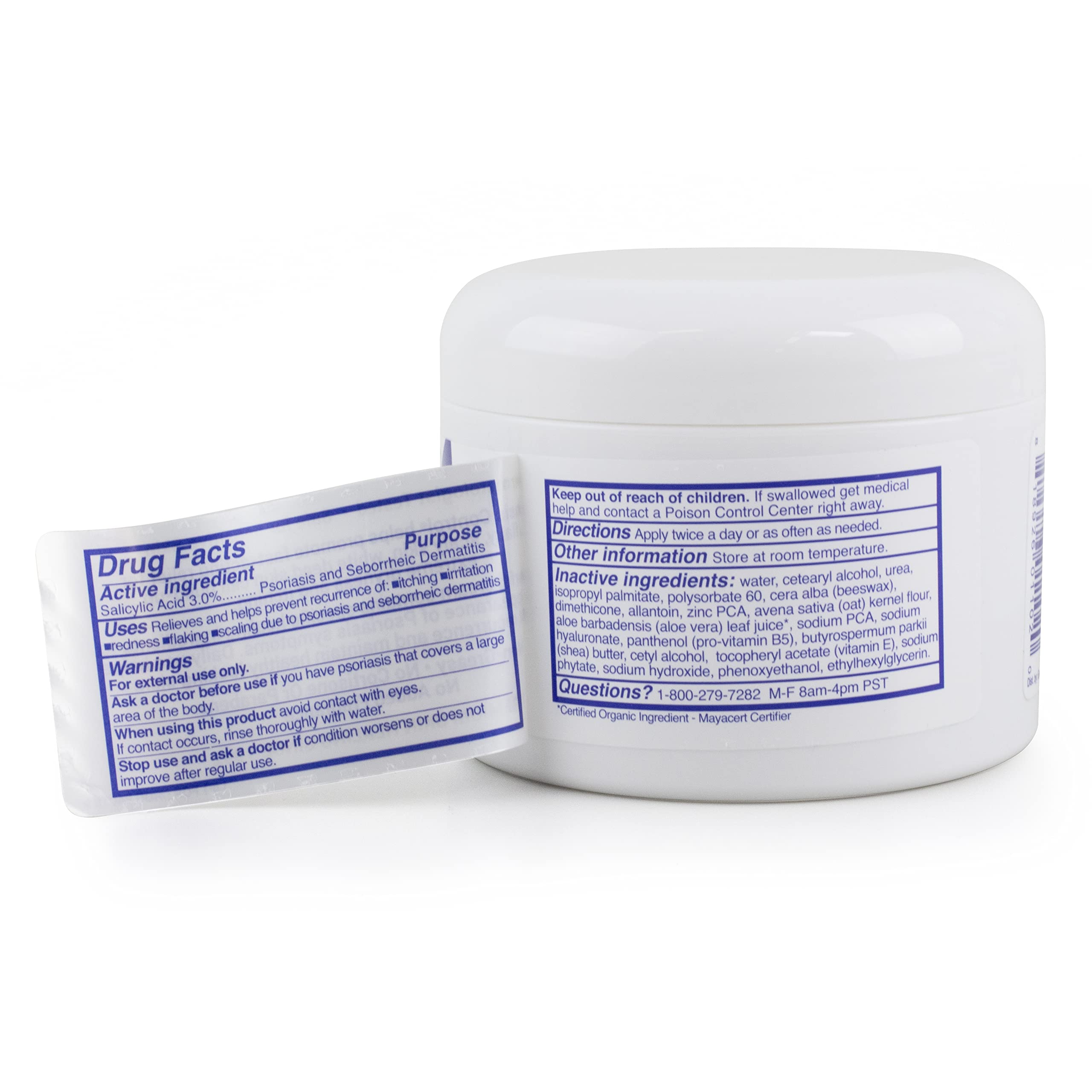 TriDerma Psoriasis Control Face & Body Cream - Maximum Strength 3% Salicylic Acid - Moisturizing Psoriasis Cream (No Cortisone, Fragrance or Parabens) - 8 Oz Jar