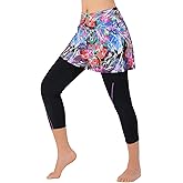 ANIVIVO Women Tennis Skirted Leggings with Pockets, Capris Yoga Leggings with Skirts&Tennis Pickleball Clothing