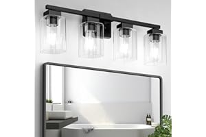 BesLowe 27" 4-Light Bathroom Light Fixture, Modern Black Bathroom Vanity Light, Bathroom Lighting Fixtures Over Mirror, Matte Black Wall Lamp, Wall Lights for Living Room Bedroom Hallway