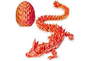 ACTICO 3D Prited Dragon,3D Printed Dragon in Egg, Home Office Decor Executive Desk Toys， Fidget Toys for Adults and Kids (Silk Red)