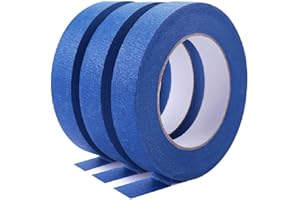 HTVRONT Blue Painters Tape - 1 Inch x 60 Yards x 3 Rolls Masking Tape, Multi-Surface Painters Tape, Paint Tape for Wall, Painting, Craft, Art Supplies, Clean Release Painter's Blue Tape