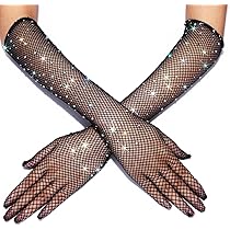 Amazon.com: GEMILY Mesh Bridal Long Gloves Rhinestone Tea