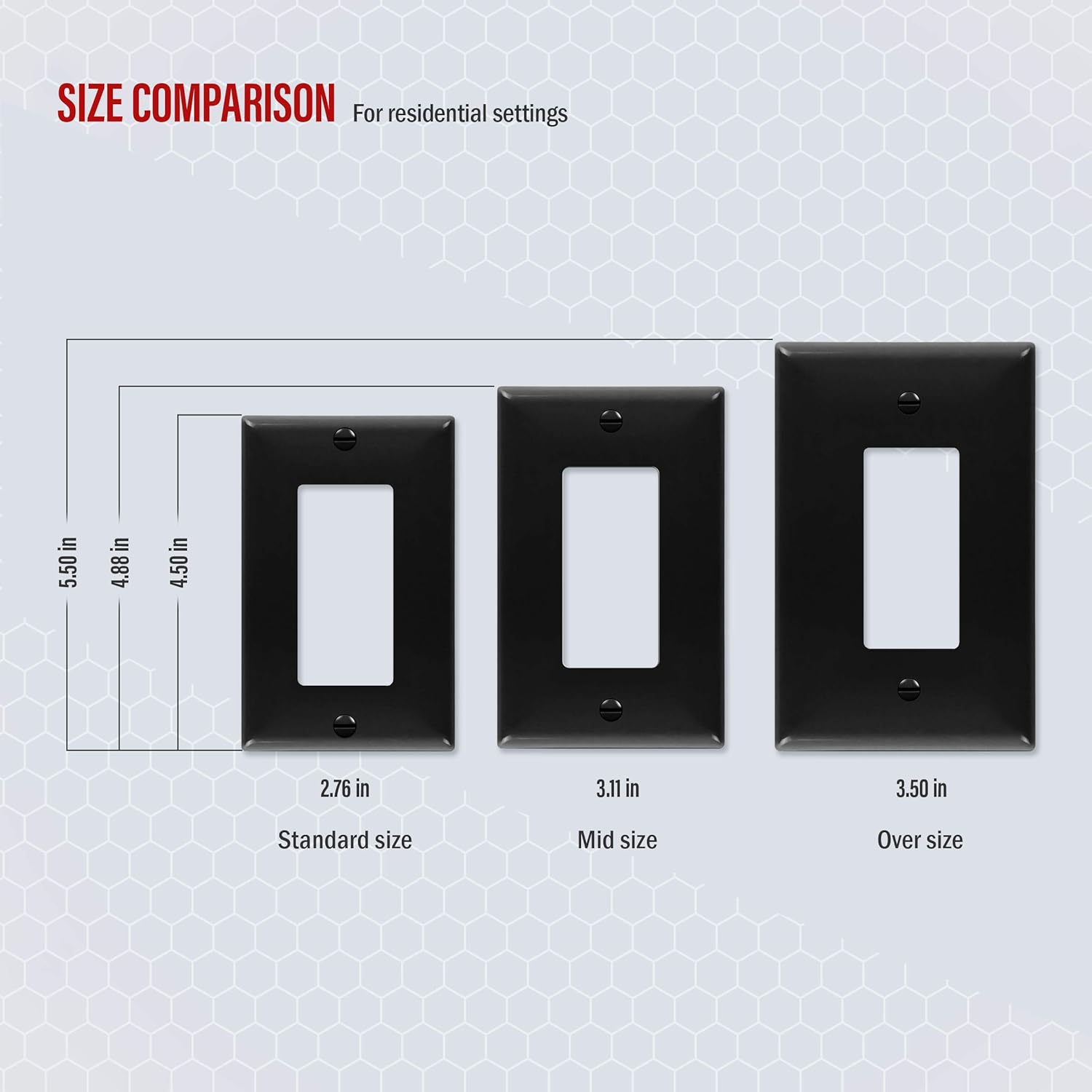 ENERLITES Decorator Light Switch or Receptacle Outlet Wall Plate, Size 1-Gang 4.50" x 2.76", Unbreakable Polycarbonate Thermoplastic, UL Listed, 8831-BK-10PCS, Black, 10 Pack - - 