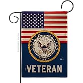 US Navy Veteran Burlap Garden Flag - Armed Forces USN Seabee United State American Military Retire - House Decoration Banner Small Yard Gift Double-Sided Made In USA 13 X 18.5