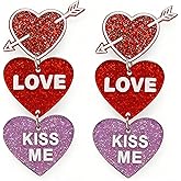 Valentines Earrings for Women Love Heart Acrylic Dangle Drop Earrings Red Pink Heart Earring Valentines Day Jewelry Accessories