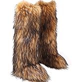 Valpeak Womens Faux Fur Boot Winter Fluffy Long Furry Boots for Girls Outdoor Fuzzy Knee-High Boots