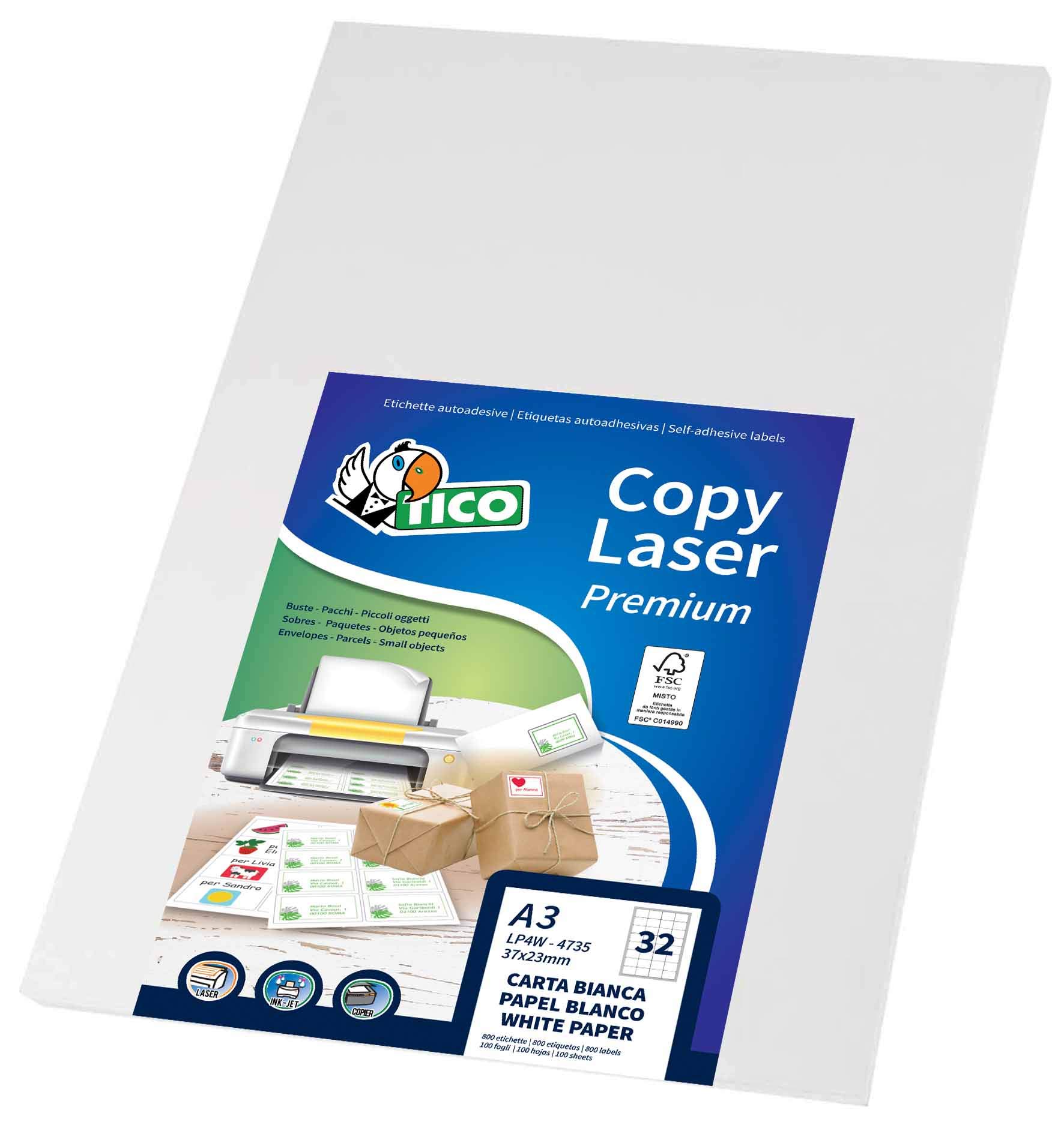 Tico Italia LP3P-297420 White Polyester Label - A3 - Black and White Laser Printers - 250 Ff