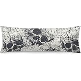 velumair Vintage Skull Body Pillow Cover Bedding Decorative Large Halloween Body Pillow Case Cover 20x54 Inches Full Body Long Pillowcase with Zipper for Adults