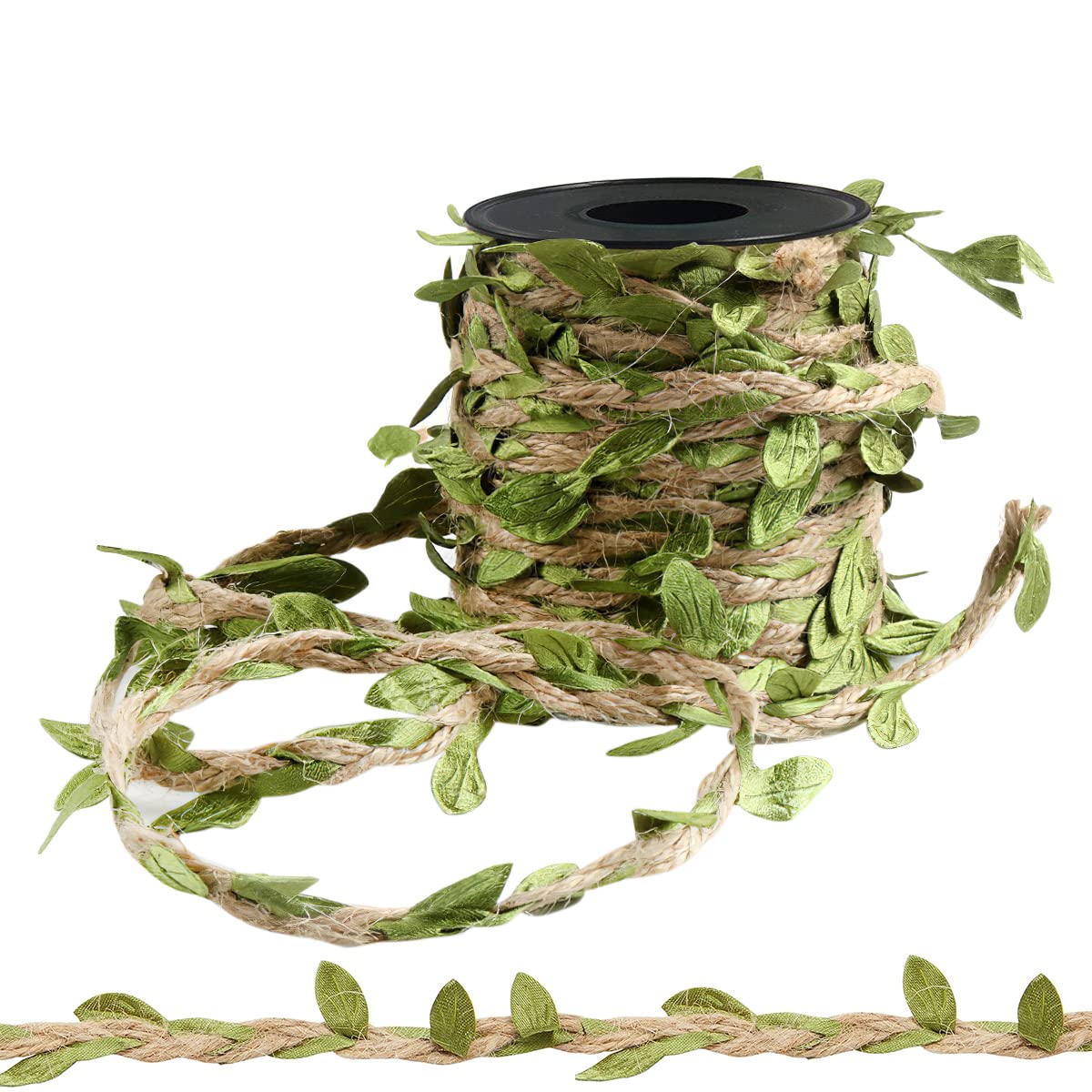 Jute Twine String With Leaves AOBETAK 1Roll 20m 5mm Artificial Leaf Rustic Hessian Bunting Burlap Ribbon Rope For Wrapping Wedding Party Home Decor Christmas Wreath Decor Diy Craft Supplies (2022)