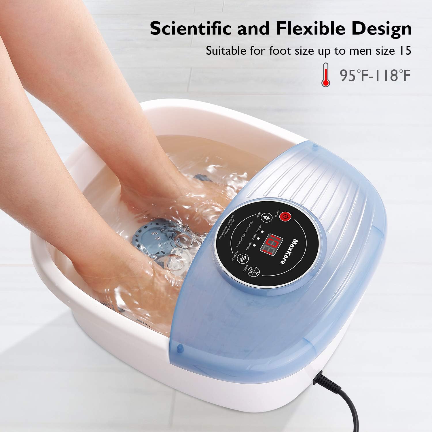 Foot Spa Bath Massager with Heat Bubbles Vibration 3 in 1 Function, 16 Masssage Rollers Soaker Digital Temperature Control Pedicure Tub for Tired Feet Stress Relief Home Use: Health & Personal Care