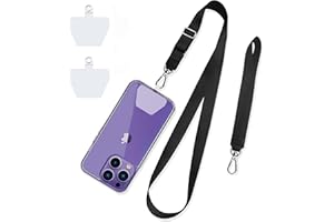 GAKI Store Phone Lanyard - 2 transparent pads, Adjustable Neck and Wrist Strap, Phone Lanyards For Around The Neck - Cell Phone Lanyard for Anyone - Compatible with All Smartphone (Black #2)