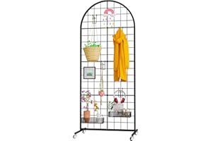 VGMiu Grid Wall Panels 2' x 5.1' Ft Display Stand Wire Girdwall Panel Retail Display Racks Heavy Duty Movable Floorstanding Arch Shape Grid Wall with Wheel for Art Craft Fair Retail Trade Show