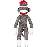 Plushland Brown Original Sock Monkey, Adorable Hand Knitted Stuffed Animal Toy Gift-for Kids, Babies, Teens, Girls and Boys Baby Doll Present Puppet 20 Inches