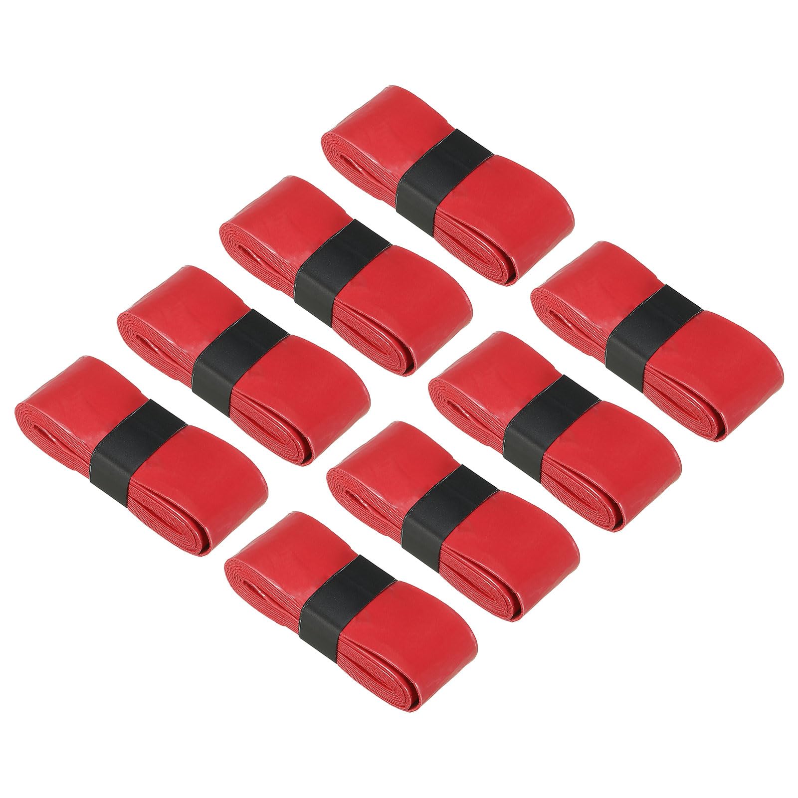 PATIKIL 43.3" Tennis Racket Grip Tape, 8 Pack Anti Slip Absorbent PU Badminton Overgrip Racquet Grip Tape for Baseball Pickleball Paddle, Red