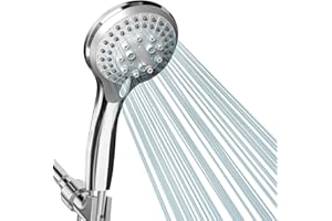 VEHHE 5 Spray Modes Shower Head with Hose, Shower Head with 1.5M Flexible Pipe and Bracket Brass Ball Joint, Saving Water Han