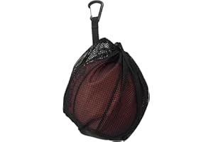 Emperoch Single Ball Bag, 10x12 Inch Mesh Basketball Net Bag with Buckle Clip, Drawstring and Zipper Pocket for Sports Balls