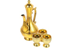 GETAJGHSD Buddhist Offering Cup Set 4pcs Vintage Chinese Style Small Goblet and Kettle for Household Altar