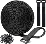 JSUOEO 10M Black Nylon Cable Straps 0.8in Wide Reusable Hook Loop Ties 50 view 1