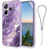 Hlgcokro for Xiaomi Redmi Note 14 4G Case Silicone Slim Marble Design Shockproof Protection Phone Case for Redmi Note 14 4G with Strap Bumper Cover (Purple)
