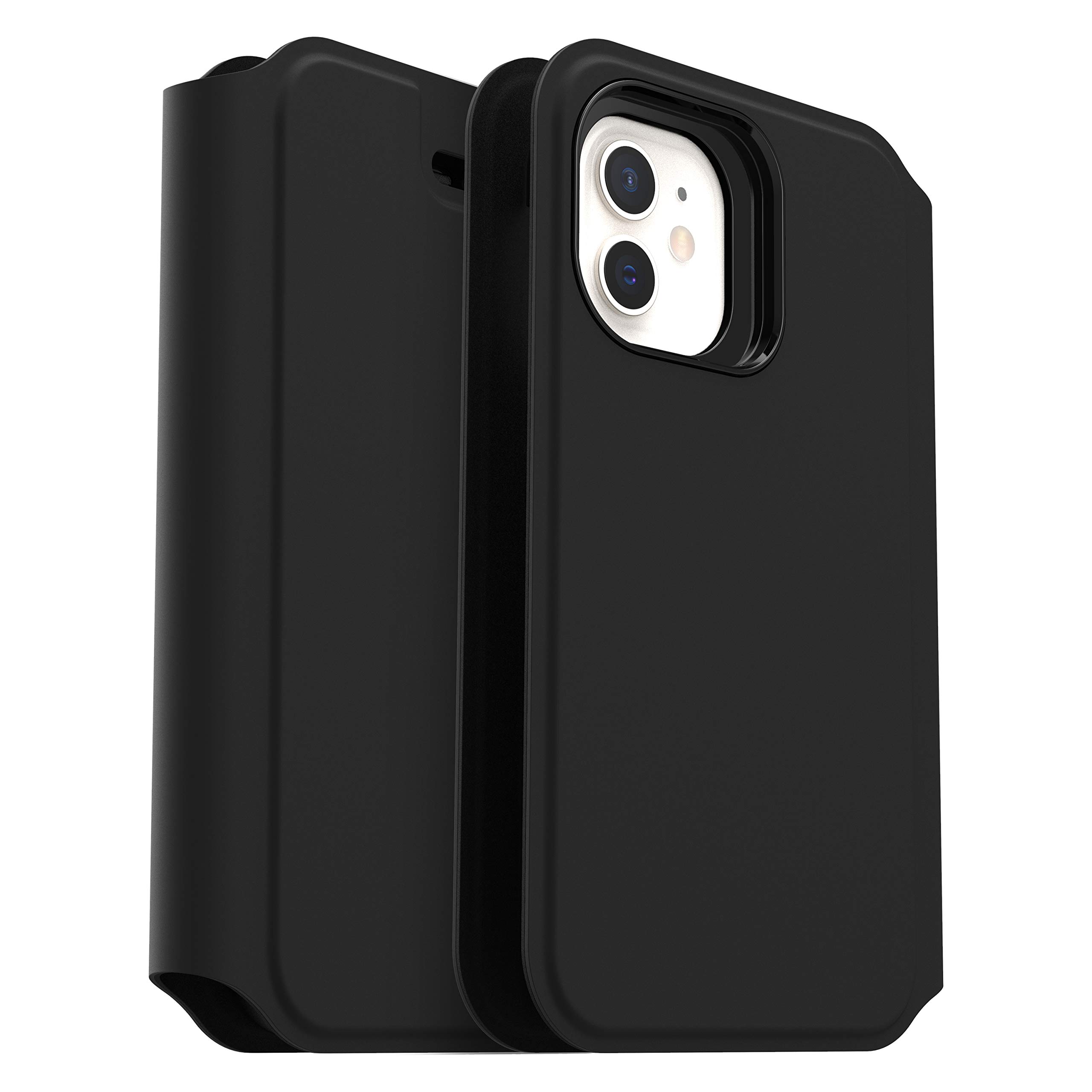 OtterBox Strada Via Case for iPhone 12 mini, Shockproof, Drop Proof, Slim, Soft Touch Protective Folio Case with Card Holder, 2x Tested to Military Standard, Black