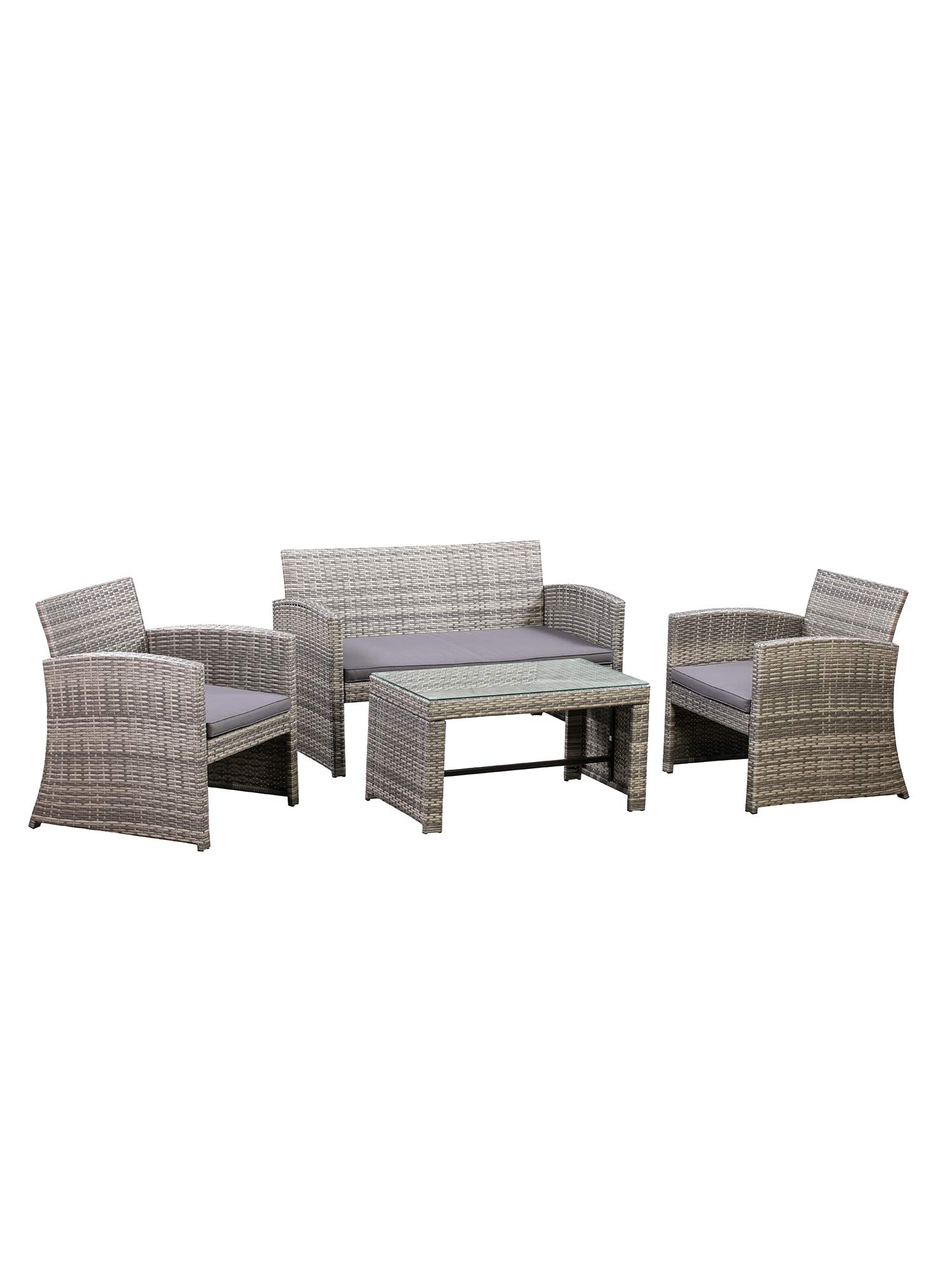 amazon 4 piece patio set on Amazon Basics Outdoor Patio Garden Pe Rattan Textured Faux Wicker Modular Sofa 4 Piece Set Brown And Grey Rattan Buy Online In Antigua And Barbuda At Antigua Desertcart Com Productid 190419225