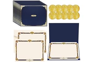 KIDEPOCH 75 Pcs Certificate Kit, 25 Gold foil Certificate Holders & 25 Certificate Paper & 25 Certificate Seals Stickers for Graduation Diploma, Award Accomplishment.
