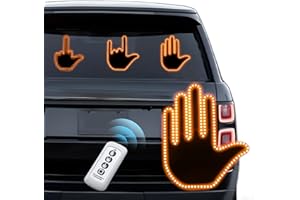 Huotwoe Middle Finger Car Light, Car Finger Light with Remote 3 Mode 𝐅𝐋𝐈𝐏 𝐀 𝐁𝐈𝐑𝐃 Hand Gesture Light Ideal Gifted Truck Accessories, Road Rage Car Led Sign (Orange)