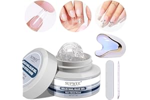 SUPWEE Solid Nail Glue Gel for Nail Tips with Mini UV Nail Lamp Super Strong Adhesion 3D Nail Gel Glue for Press On Nails Sculpting Gel for Nail Art 3D Nail Art Rhinestone Glue Home Charm Nails DIY