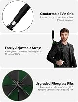 TECKNET Golf Umbrella 68 Inch Windproof Double Canopy Auto Open EVA Grip view 3