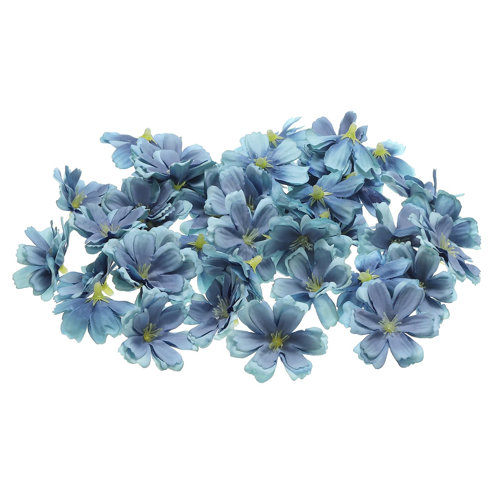 PATIKIL 1.77" Artificial Plum Blossom Flower Heads, 50 Pack Silk Plum Blossom Fake Flowers Heads for Wedding Floral Bouquet Decoration DIY Craft Making, Blue