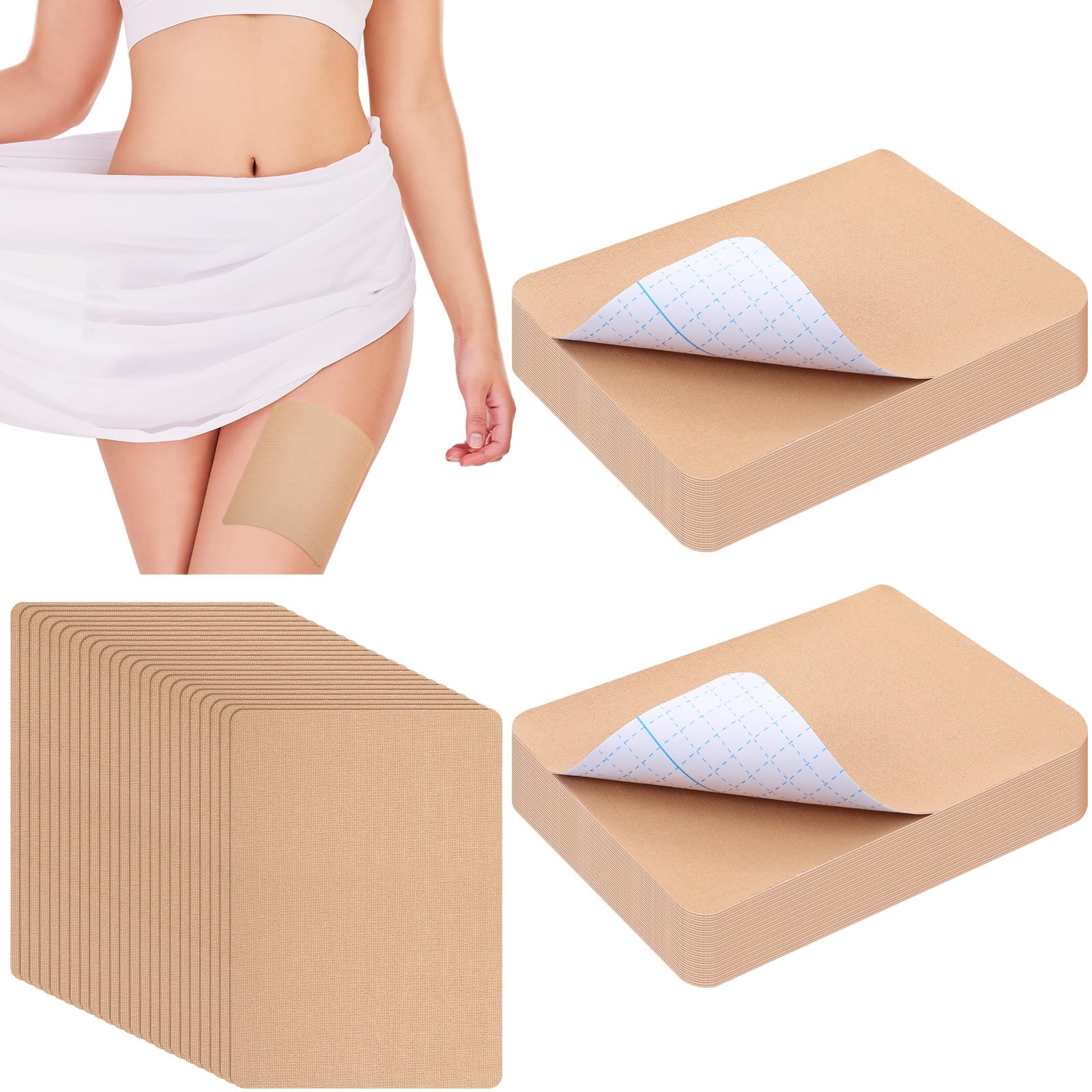 Photo 1 of Threlaco 50 Pcs Thigh Lift Tape 7.87 x 5.91 Inch Thigh Lifting Cellulite Tape Waterproof Tummy Body Tapes for Women Elastic Anti Chafing Friction Adhesive Patches Sagging Loose Skin Stomach Back Belly