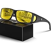 kunchu Night Driving Glasses for Men Women Anti Glare Polarized Fit Over Night Vision glasses