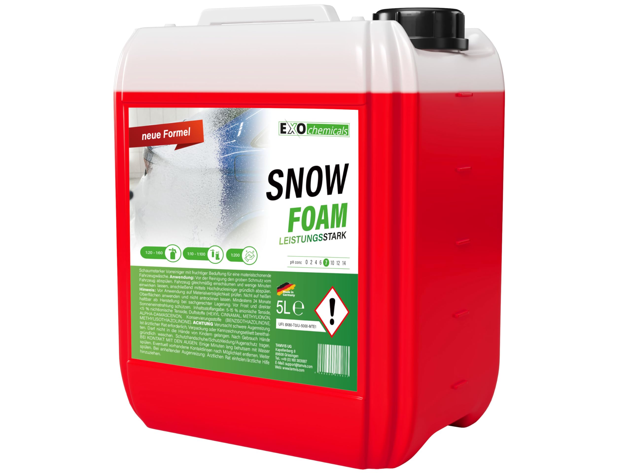 EXO SNOW FOAM | pH-neutral | Autoshampoo | Fahrzeugreiniger mit Duft NEU (5 Liter)