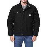 TUAOVA Men's Quilted Flannel Lined Work Coat Long-Lasting Loose Casual Jacket Waterproof Workwear