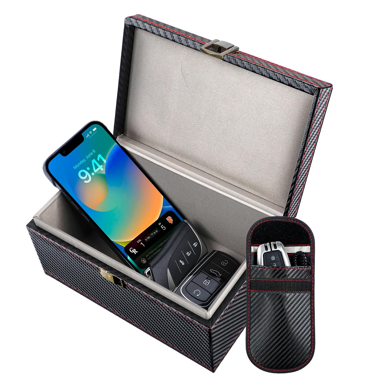 Homealexa Large Faraday Box - 19x13x10cm Car Key Signal Blocker for Keyless Entry Fob RFID Protection - Black