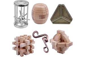LYiUP Brain Teaser Puzzles for Kids Adults Puzzle Games Mind Puzzles Wooden and Metal Puzzles Educational Toys 3D Puzzles Unlock Interlock IQ Puzzles Box 6Pcs