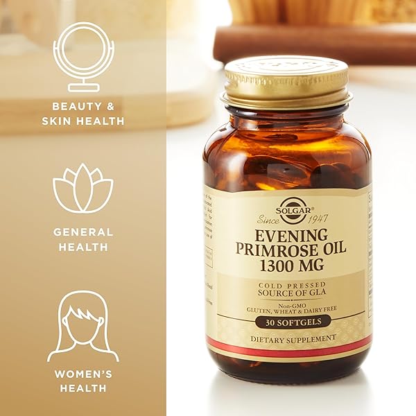 SOLGAR EVENING PRIMROSE OIL 1300 MG – 60 SOFTGELS, PACK OF 2 – COLD-PRESSED SOURCE OF GLA – NON-GMO, GLUTEN FREE – 120 TOTAL SERVINGS