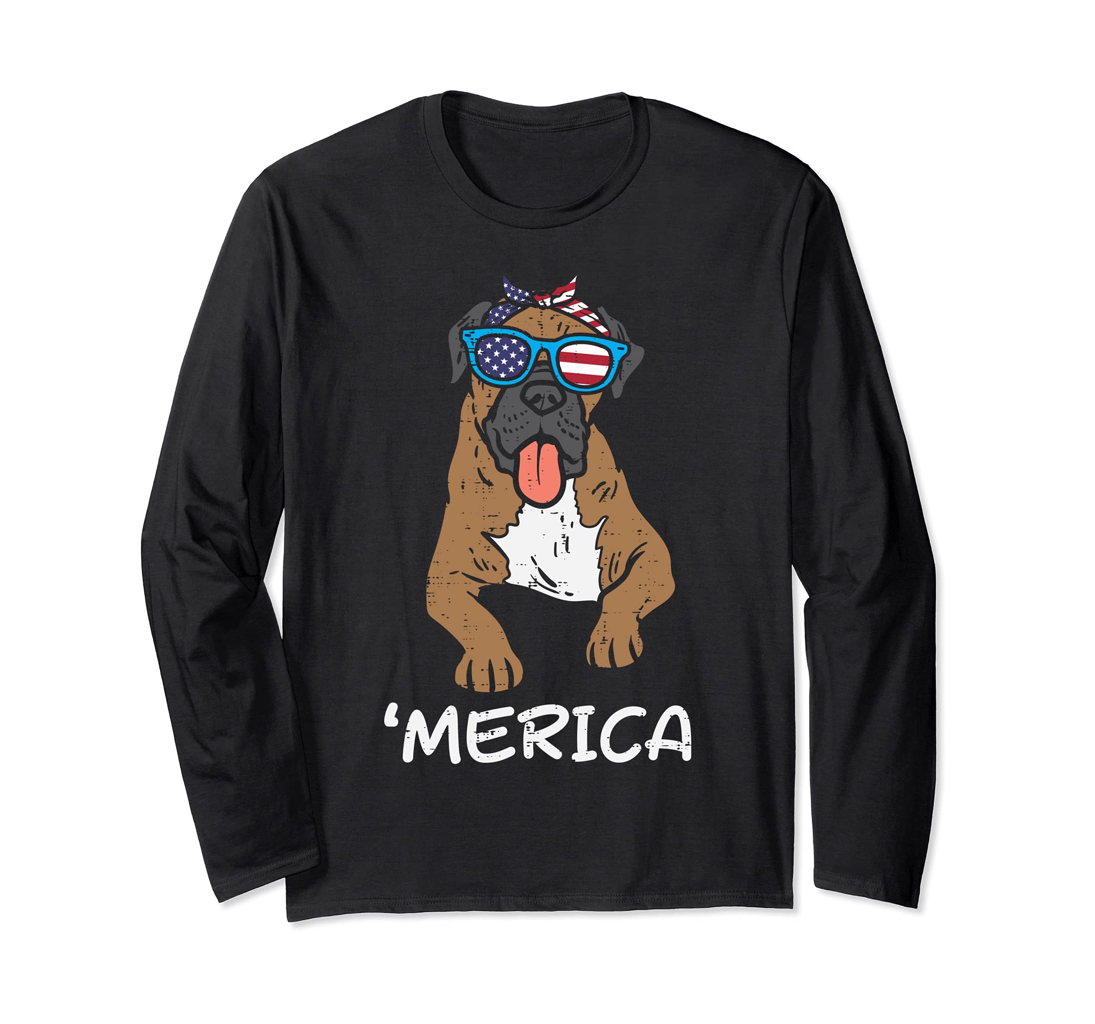 Merica Boxer Dog American USA 4th Of July Fourth Dog Women Long Sleeve T-Shirt