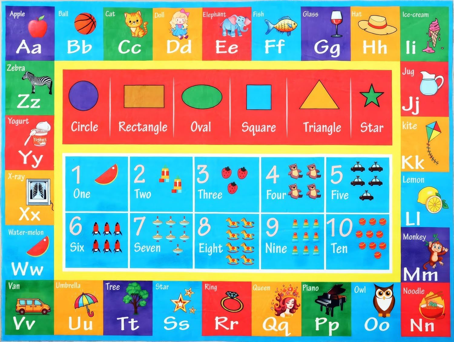 Photo 1 of Hudson Comfort Classroom Rug 8x10 - Rugs for Elementary, Daycare, Nursery, and Playroom - Super Soft Non-Slip Carpet - Kids Fun Floor Mat for Playtime (Alphabet)
