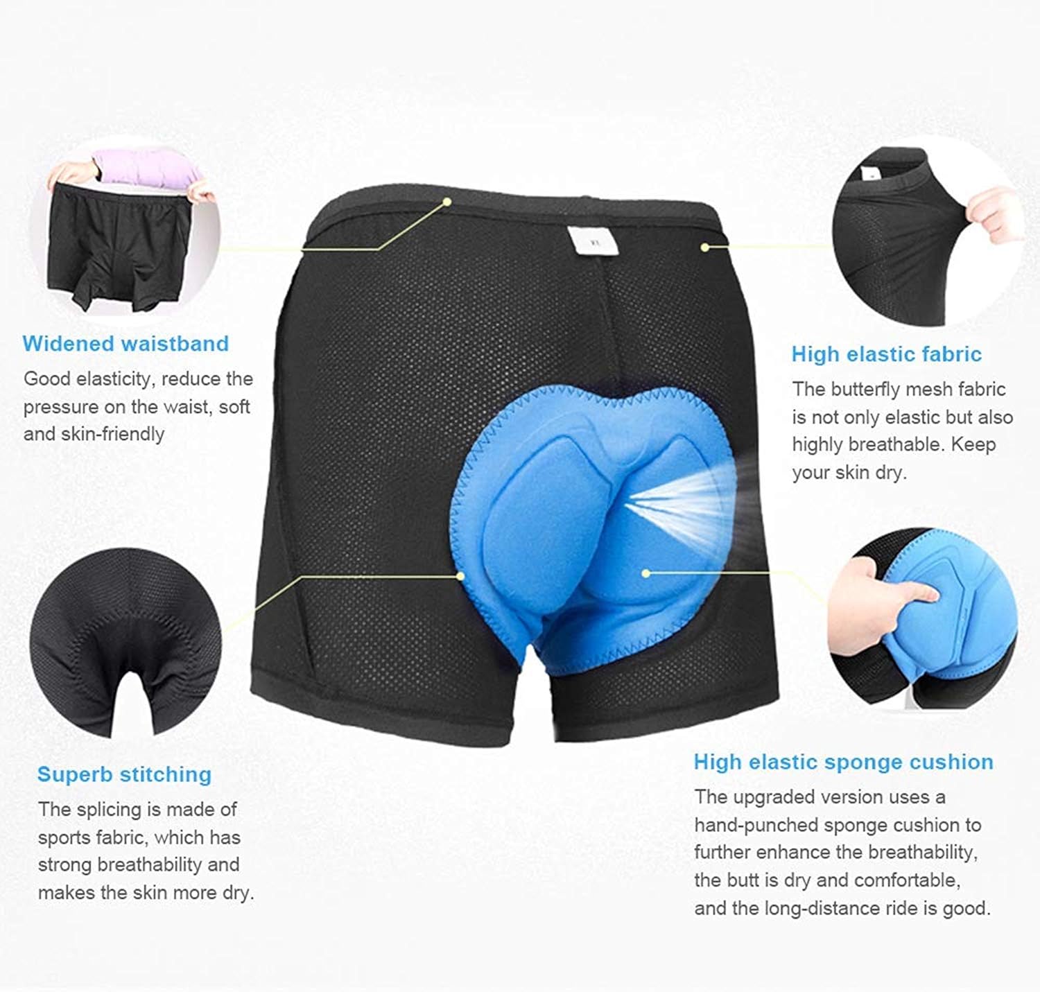 2 Sets Mens 3D Padded Bicycle Bike MTB Cycling Underwear Shorts: Clothing