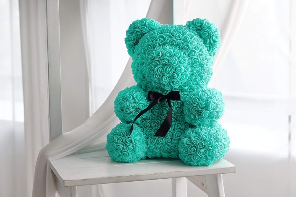 rose teddy bear blue
