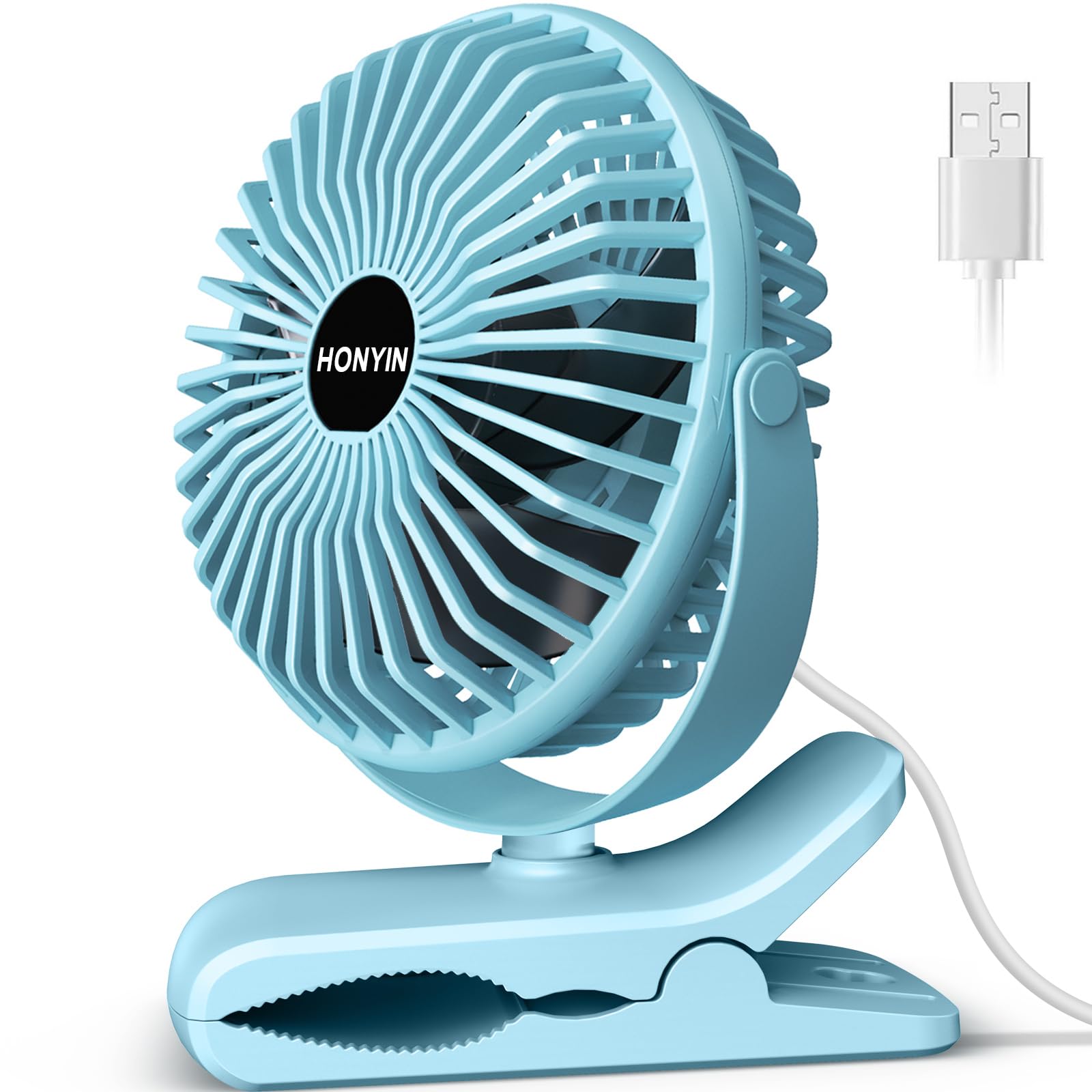 Photo 1 of ***(MINOR DAMAGE/ SEE NOTES)***HONYIN 720° Rotation Small Desk & Clip on Fan with Sturdy Clamp, 3 Speeds, Quiet Little Personal Cooling Fan by USB Plug In, for Bedroom Office Desktop Treadmill
