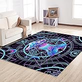 Tveinard Boho Mystical Floral Aesthetic Area Rugs, Vintage Mushroom Washable Bedroom Living Room Rugs Dorm Rug, Cute 3x5 Area Rug for Indoor Floor Mat