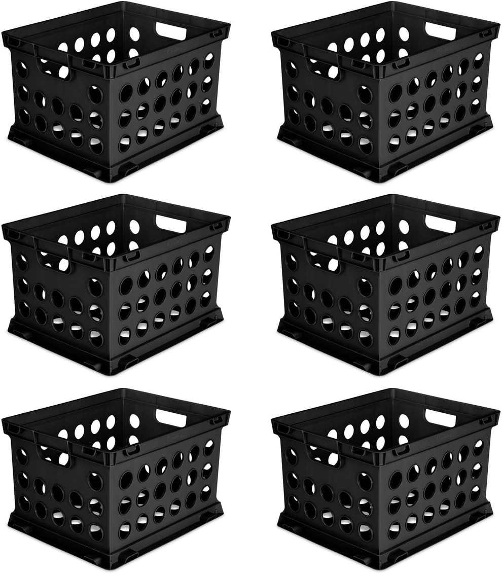 Sterilite 16939006 File Crate, Black, 6-Pack