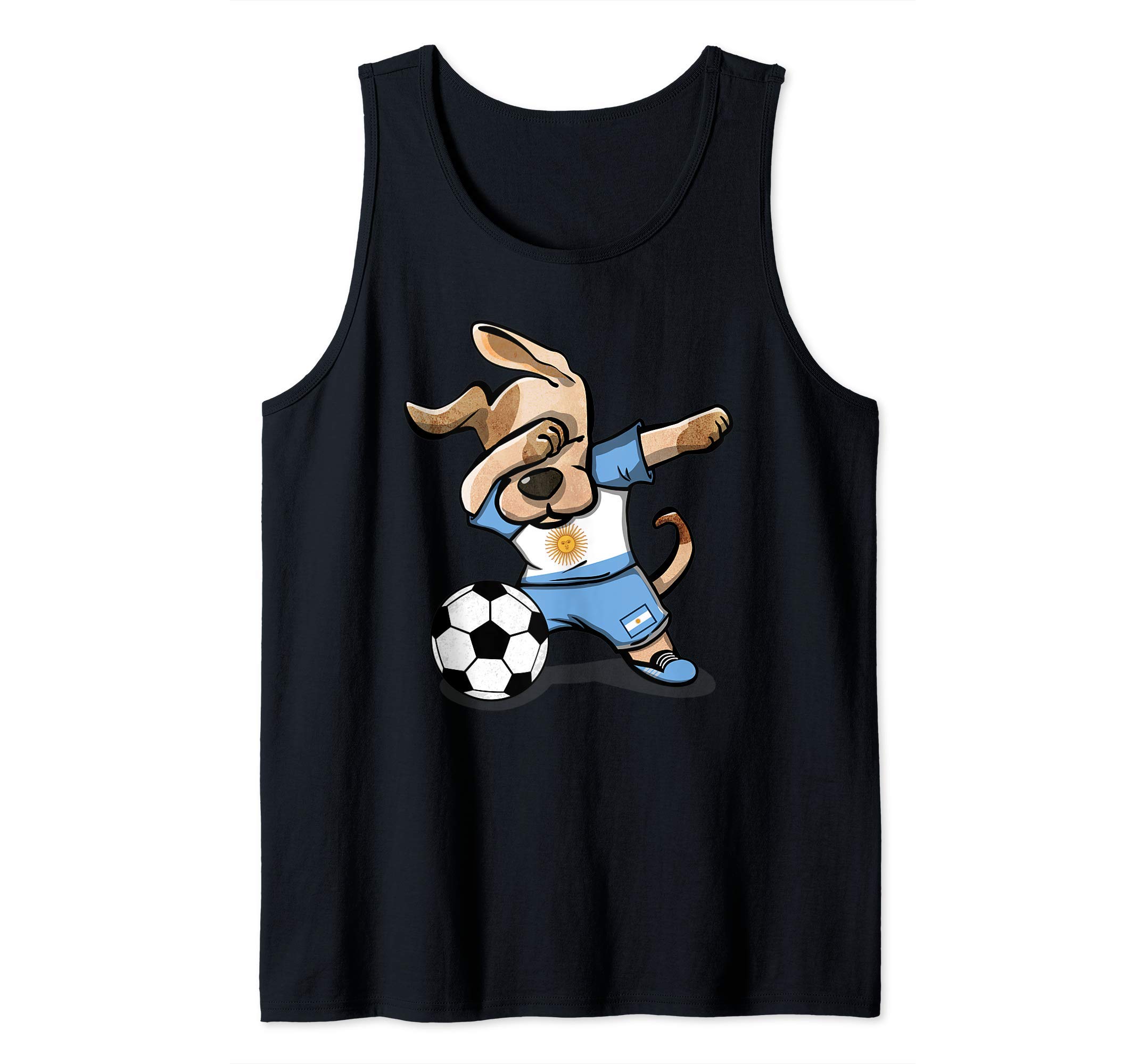 Funny Dabbing Dog Argentina Soccer Argentinian Flag Football Tank Top