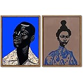 African American Women Canvas Prints Black Girl Poster Black Man Portrait Wall Art Modern Abstract Art Print Contemporary African Wall Decor for Bedroom Bathroom Living Room Decor - Unframed 12x16inch
